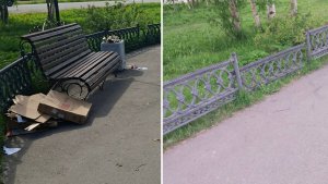 Поломанный забор и переполненные урны: в Туломе обратили внимание на состояние аллеи