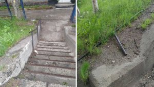 Не за что ухватиться: в Мурманске у лестницы на Лобова кто-то спилил перила