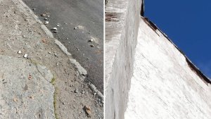 «Вот-вот отвалится большой кусок»: в Полярном фасад дома осыпается прямо на крыльцо
