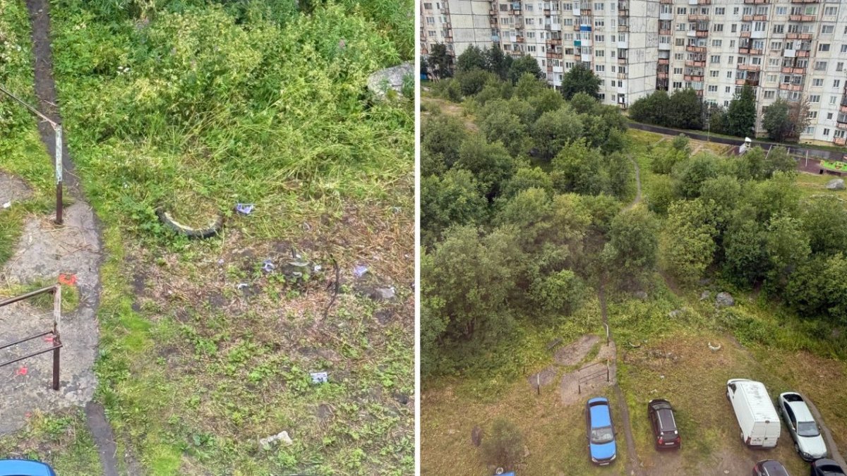 Двор на улице Стеблина в Снежногорске