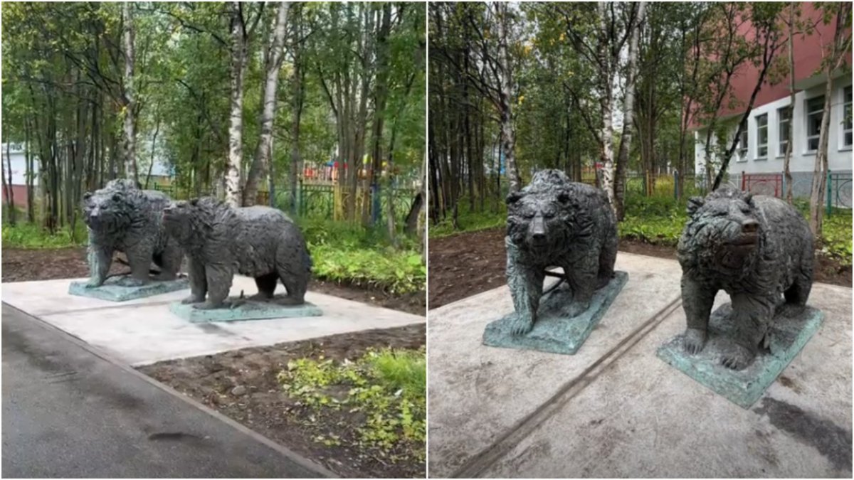 Бронзовые скульптуры медведей