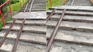 «Пришли — размазали — ушли»: мурманчан возмутило качество ремонта лестницы на Аскольдовцев