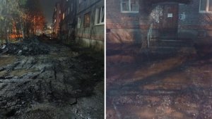 «Предлагаете дома сидеть?»: в Оленегорске ремонт у пятиэтажки на Парковой превратил двор в непроходимую грязь