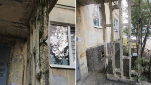 «Кто-то пострадает»: мурманчане из дома на Аскольдовцев боятся обрушения подъездного козырька