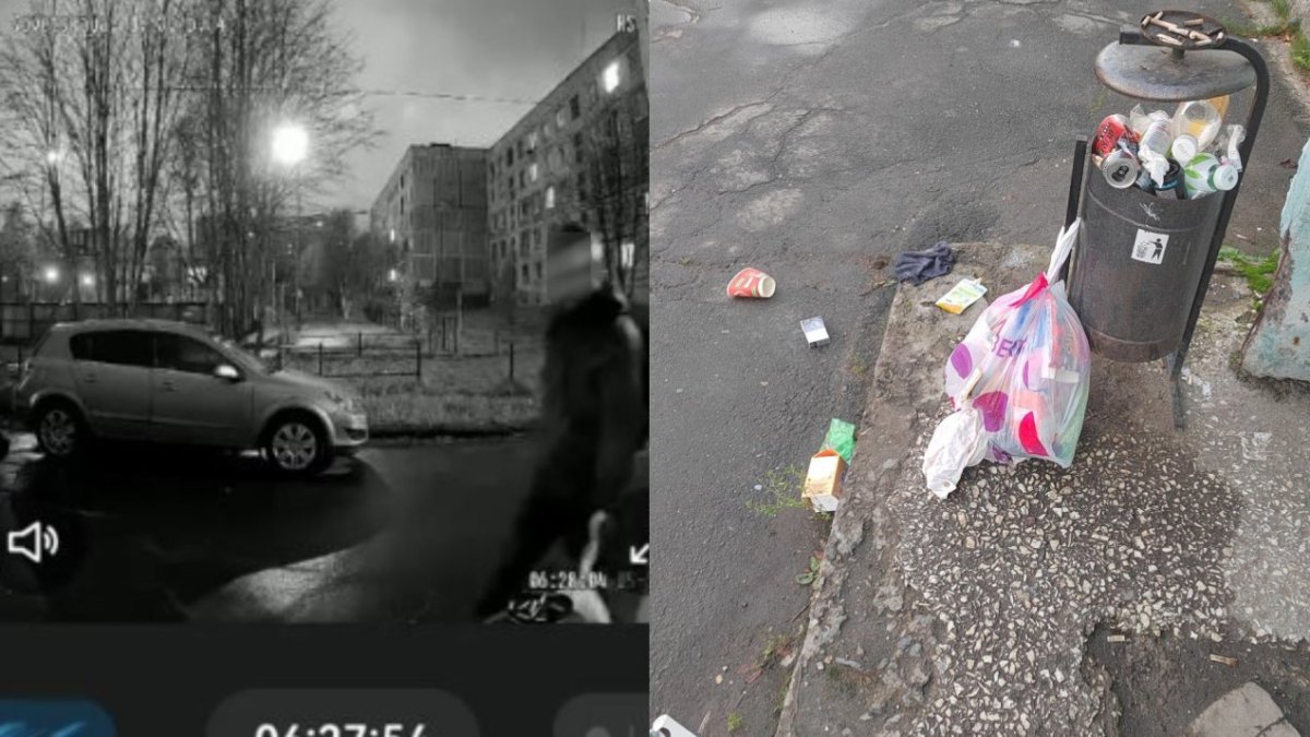 Пакет отходов у переполненной урны