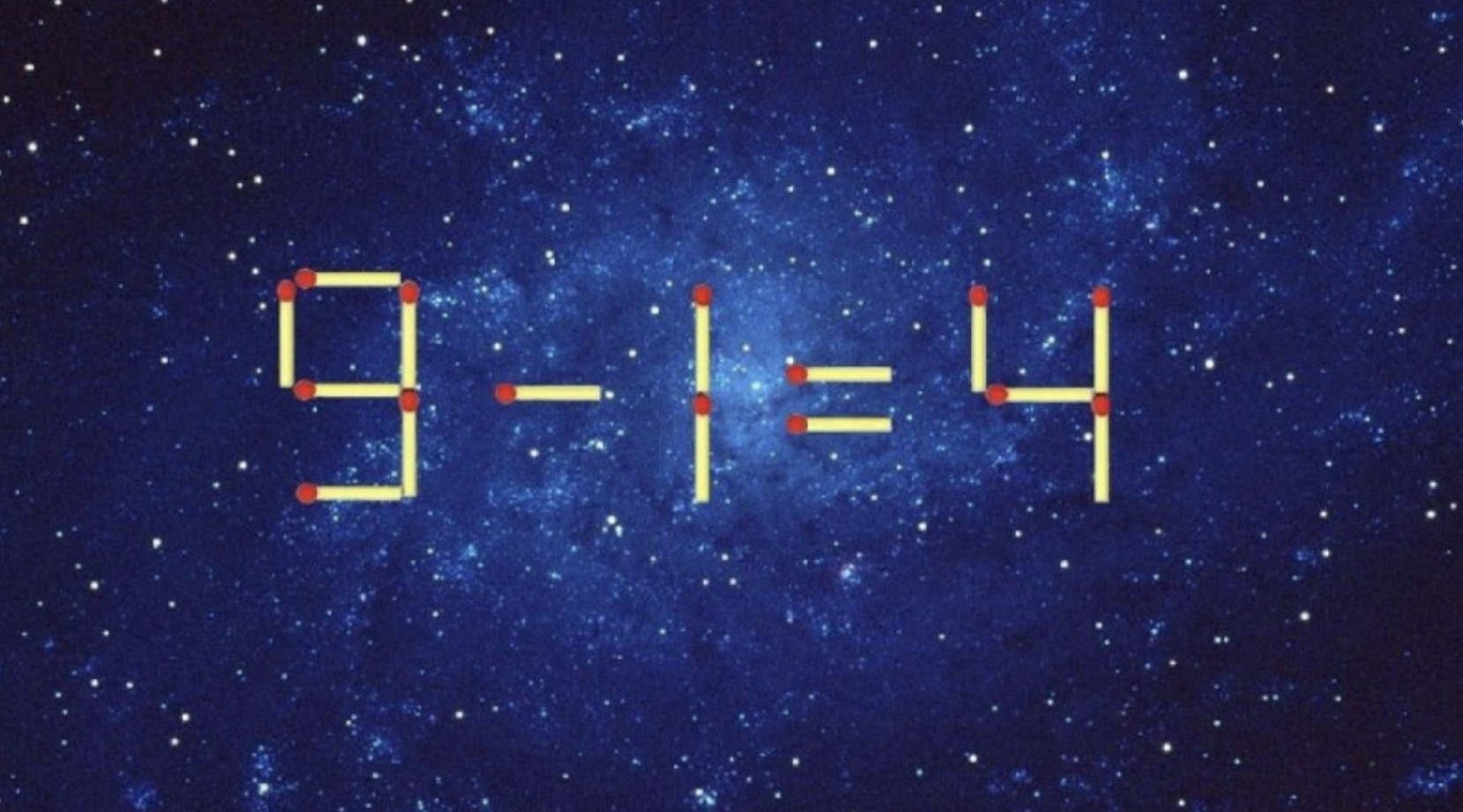 Головоломка на 10 секунд: исправьте пример «9-1=4» — решение требует переставить всего одну деталь
