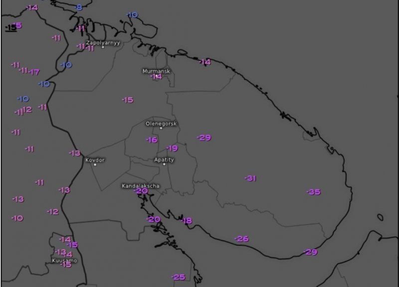 До -35°С похолодало в Мурманской области