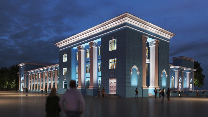 Возобновлен капремонт фасада ДК моряков в Мурманске