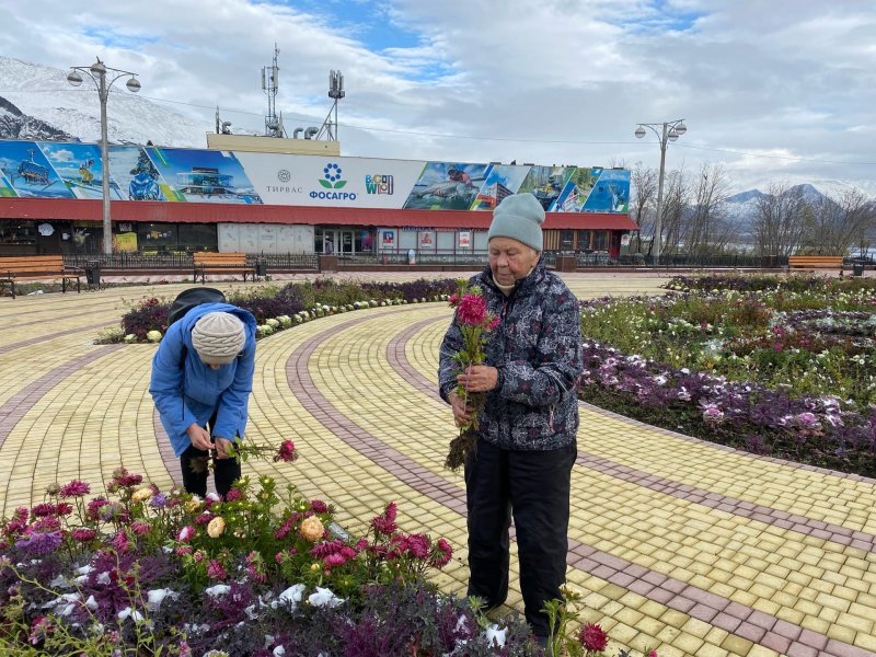 Букеты цветов раздавали прохожим в Кировске