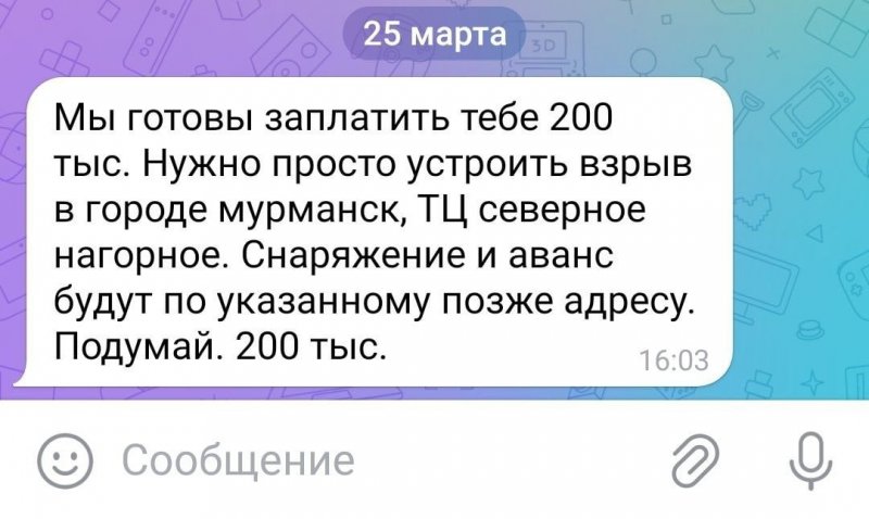 Подросткам за 200 тысяч предлагали взорвать ТЦ в Мурманске