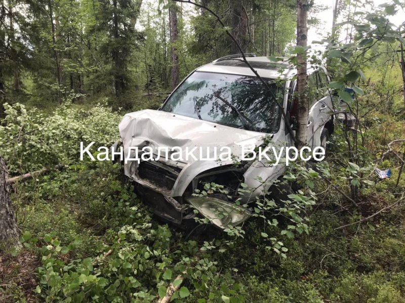Врезалась в дерево машина с прицепом на трассе Кандалакша - Умба