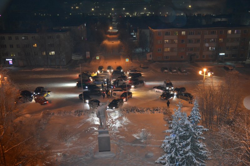 Елку из машин «собрали» жители Ковдора