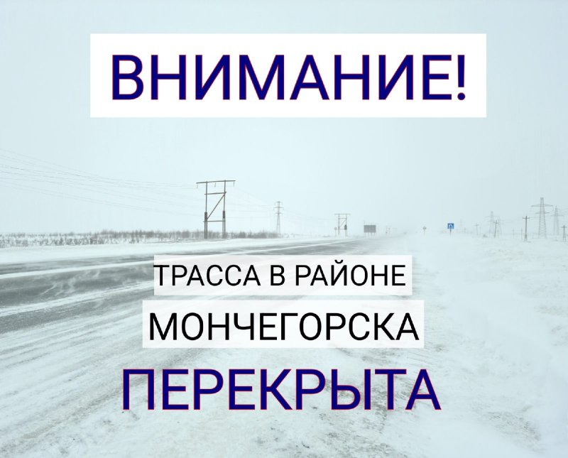 Из-за метели закрыли федеральную трассу в Мончегорском районе