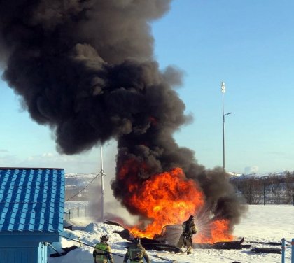 Горел стадион в Снежногорске