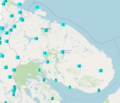 До -8С похолодало ночью в Мурмашах