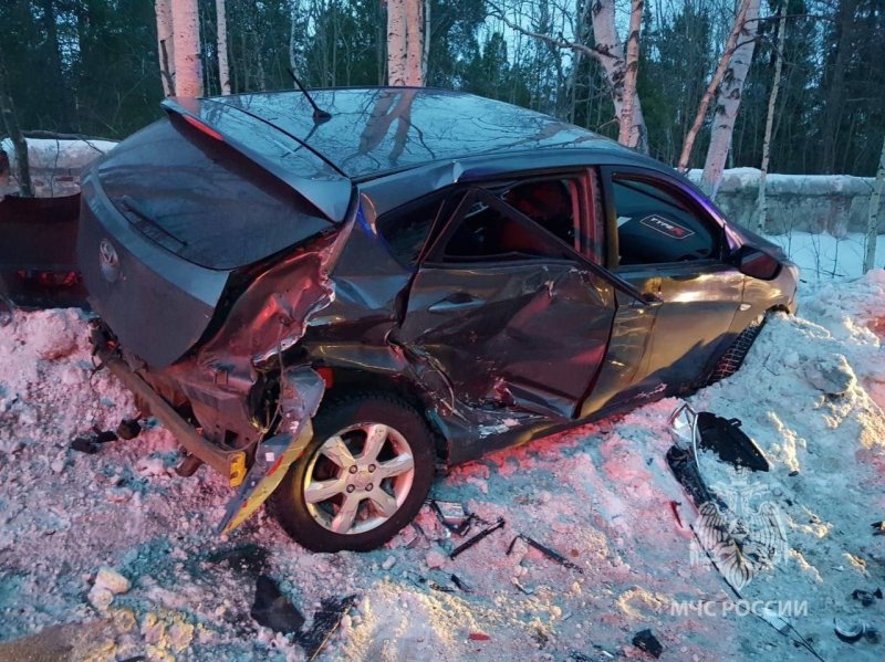 Пострадал человек: машину выкинуло на обочину при аварии в Мончегорске