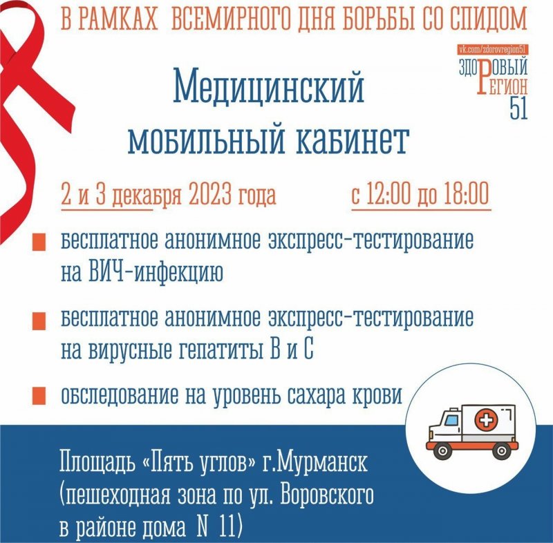 Мурманчанам предлагают проверить свой ВИЧ-статус