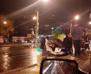 Перевернулся "Дэу Матиз" на Кольском проспекте в Мурманске