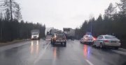 Три фуры столкнулись возле Апатитов