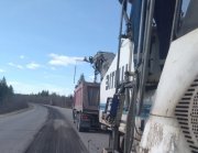 Продолжается ремонт главной трассы Ковдорского района