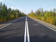 С микростеклошариками краску использовали для нанесения дорожной разметки на трассе &quot;Умба - Кандалакша&quot;