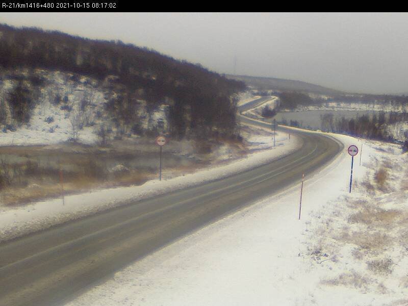 Припорошило снегом дороги в Мурманской области