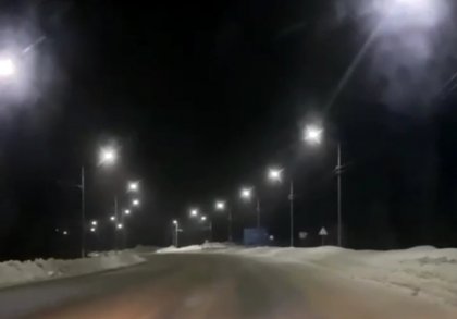 Освещение установили на "ленинградке" в районе поворота на Апатиты и Кировск