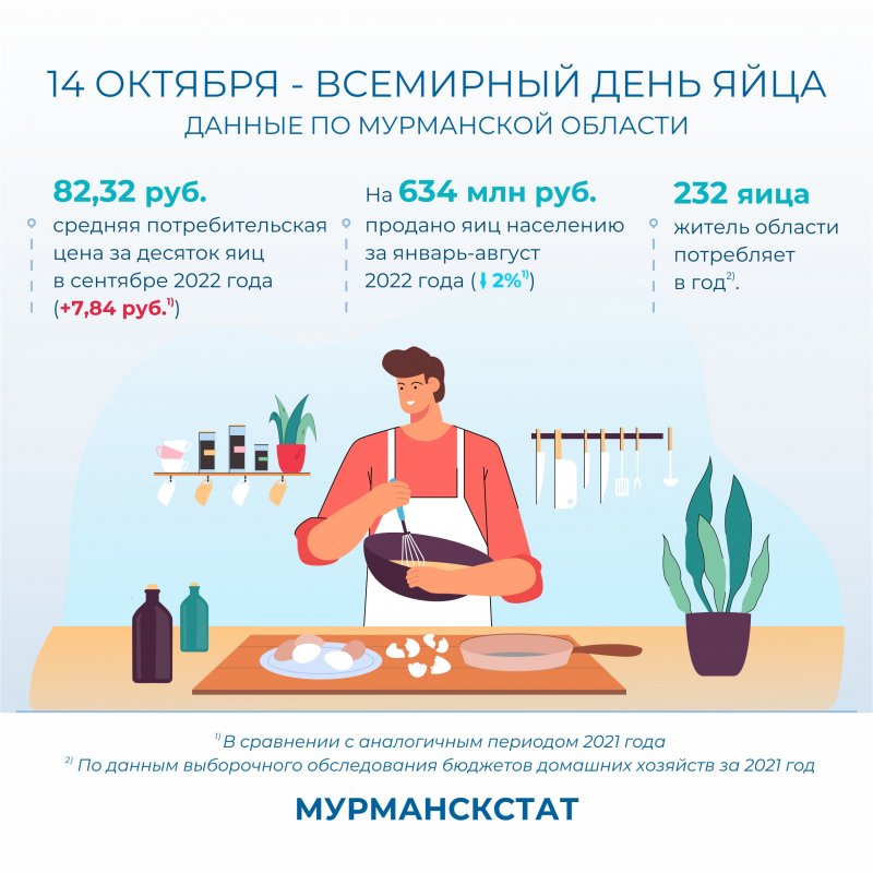232 куриных яйца съедает в год примерно каждый житель Мурманской области
