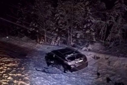 Иномарка съехала в кювет в Кольском районе
