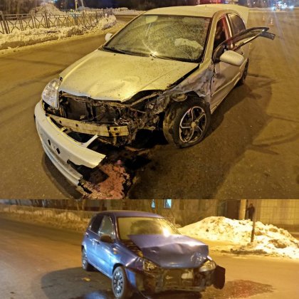 Лишились бамперов иномарки в аварии в Мурманске