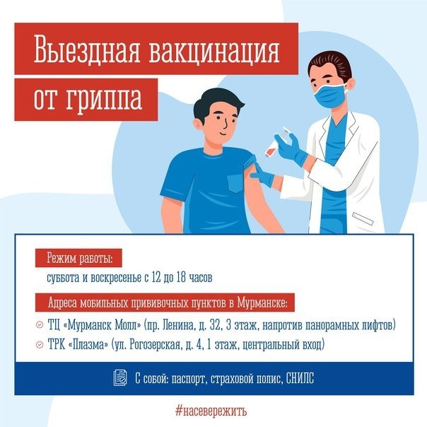 Вакцинироваться против гриппа можно в ТЦ в Мурманске